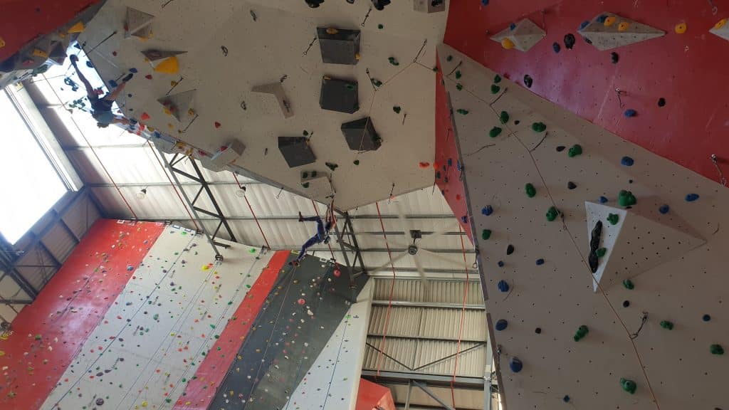 Indoor Rock Climbing High Walls Are Longer Than Bouldering Routes